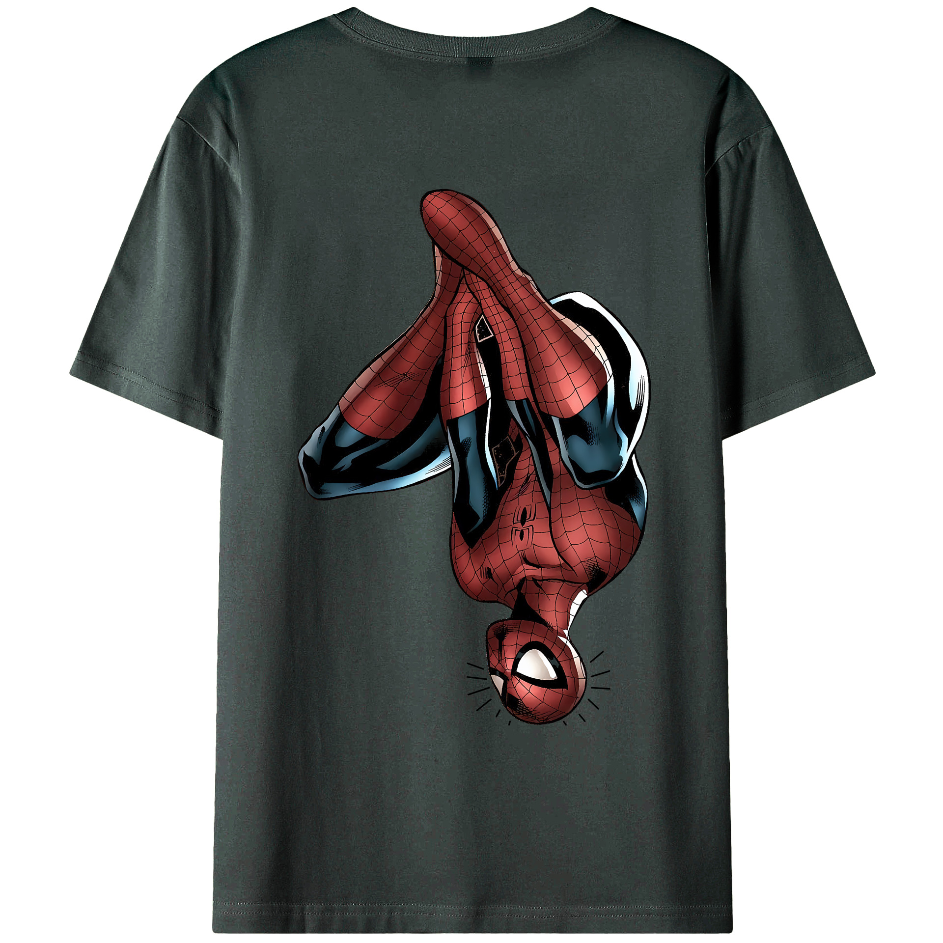 （画像用） Spider Man スパイダーマン 綿100％ メンズ半袖Tシャツ（バックプリント） 通気性